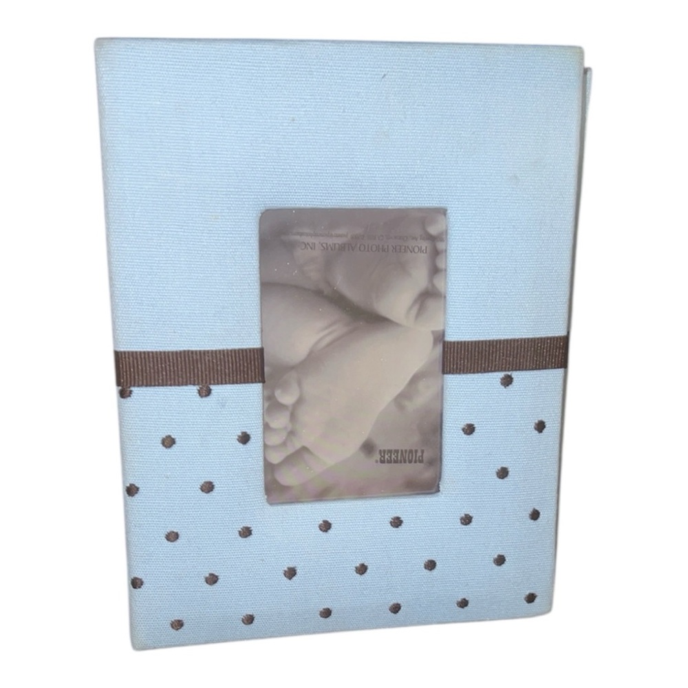 PIONEER Light Blue Photo Album with Brown Dots